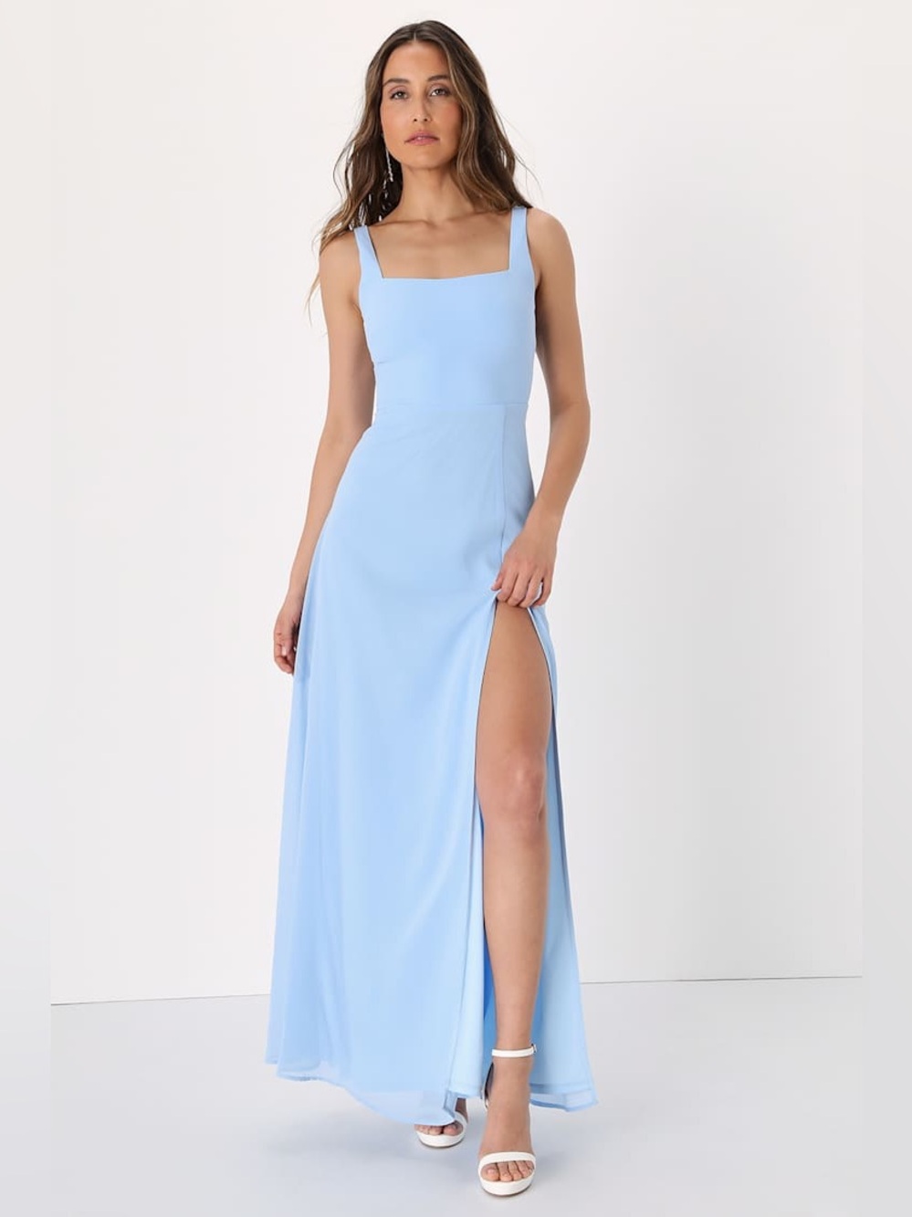 Lulus Remarkable Arrival Powder Blue Sleeveless Maxi Dress Large